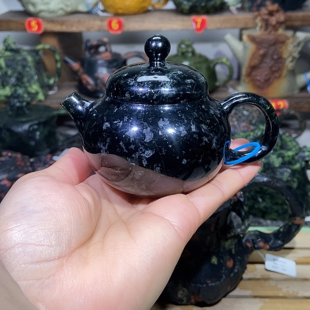 蛇纹石玉藏玉文旦壶有石纹150cc