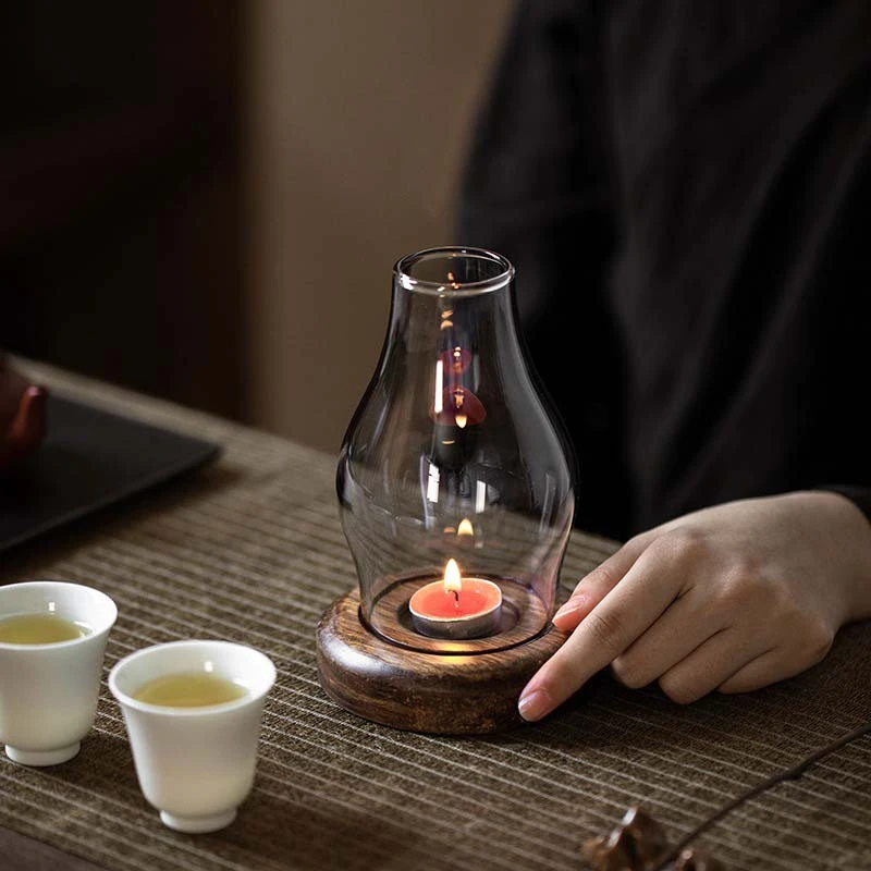 日式玻璃烛台 防风蜡烛桌面复古艺术摆件家用酒店民宿装饰摆设