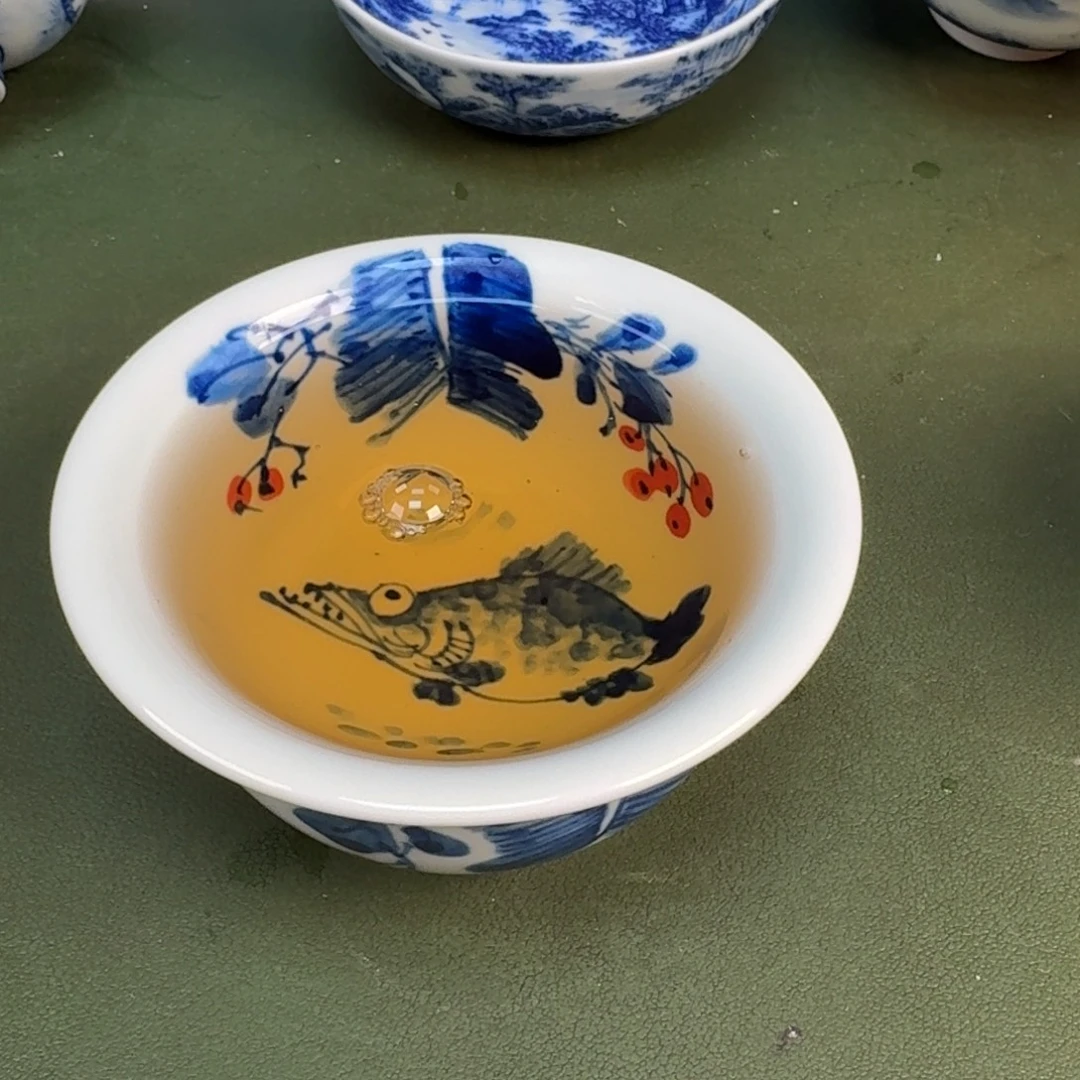 瓷景德镇纯手绘茶具圆圆240