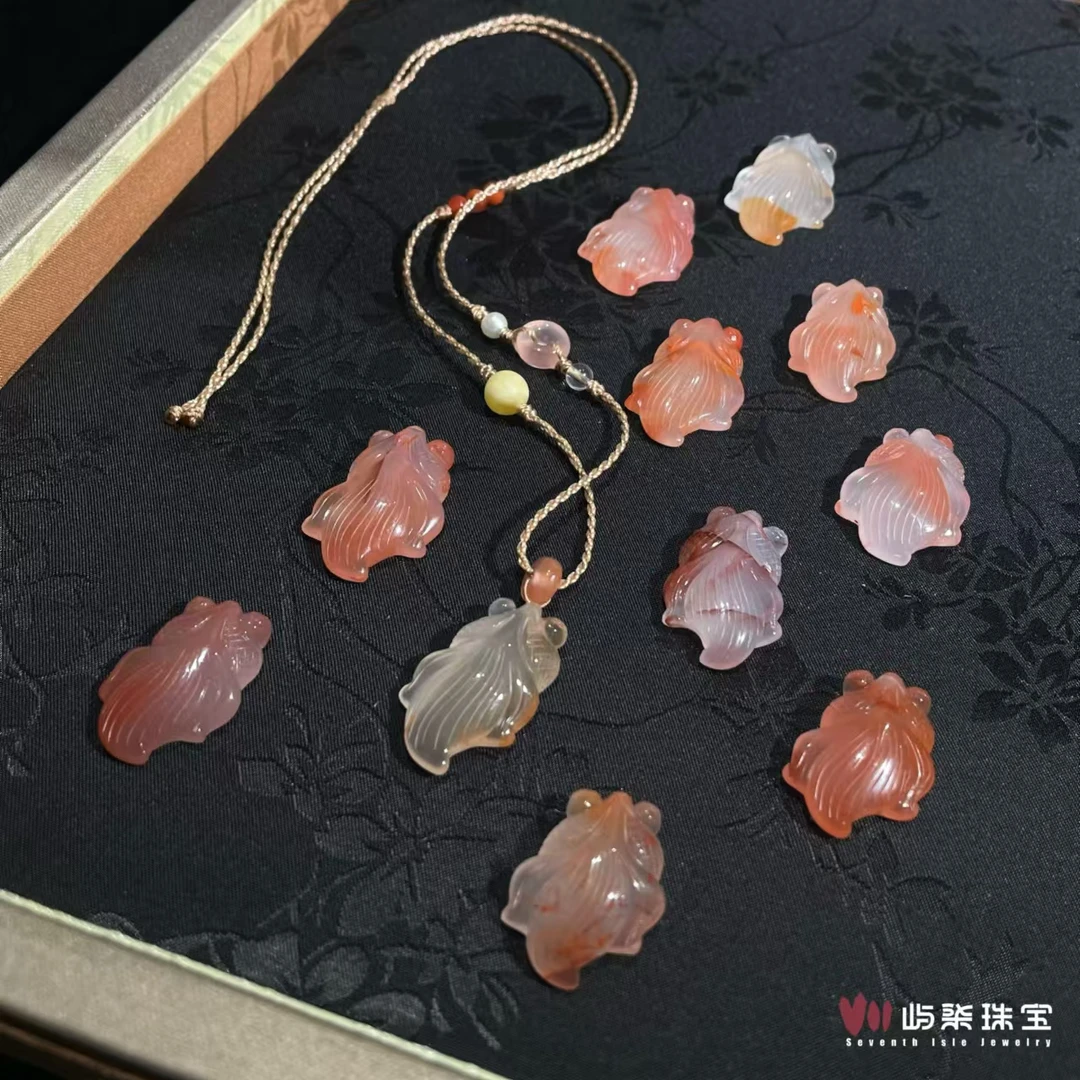 【要努力】A1197 玛瑙未镶嵌 南红小鱼简易颈饰多样性发一