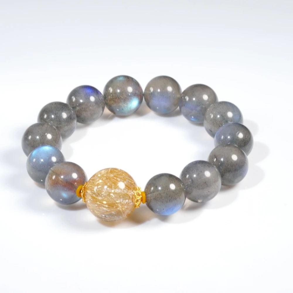 【高品马岛灰月光】原创设计款大气月光手串（多样性发一）