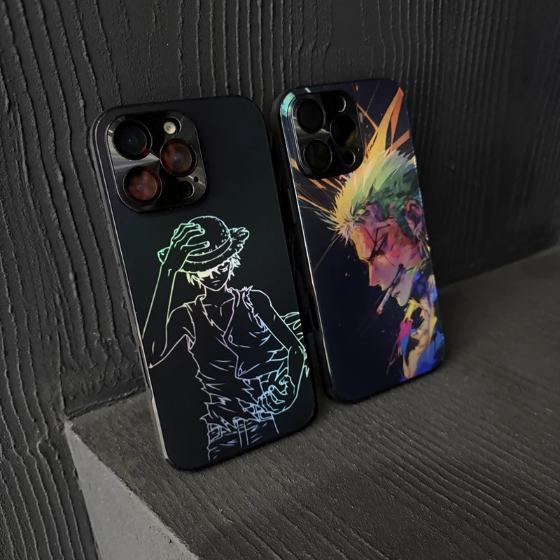 卡通彩镀磨砂AG玻璃适用苹果16promax手机壳iPhone15极简14个性