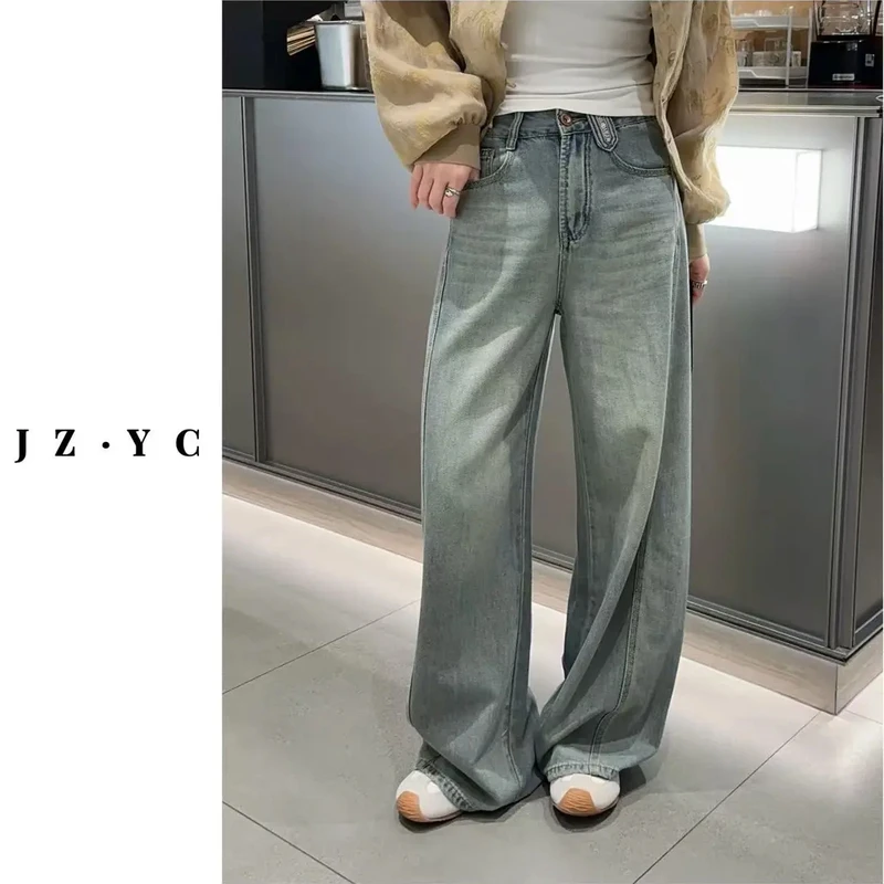 【洁子推荐 】2025春款25323复古立体剪裁休闲阔腿牛仔裤 JZYC