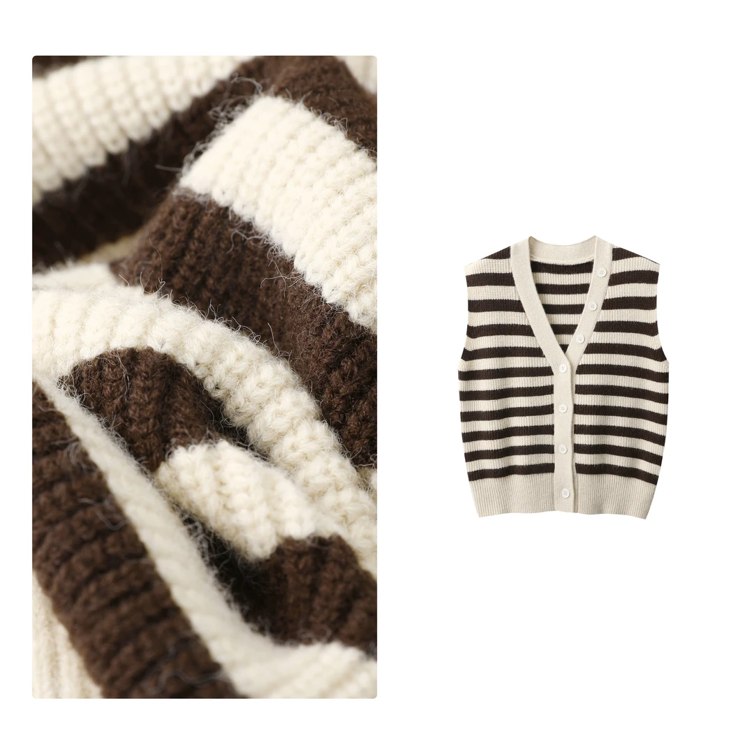 门店20&9！条纹马甲」显瘦叠穿百搭女式针织马甲上衣 H00777