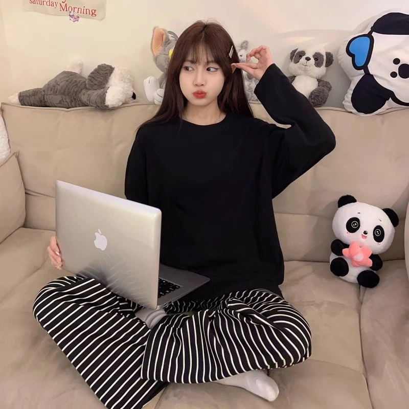 睡衣女春秋款纯棉长袖长裤2025年新款可外穿秋冬季宽松家居服套装