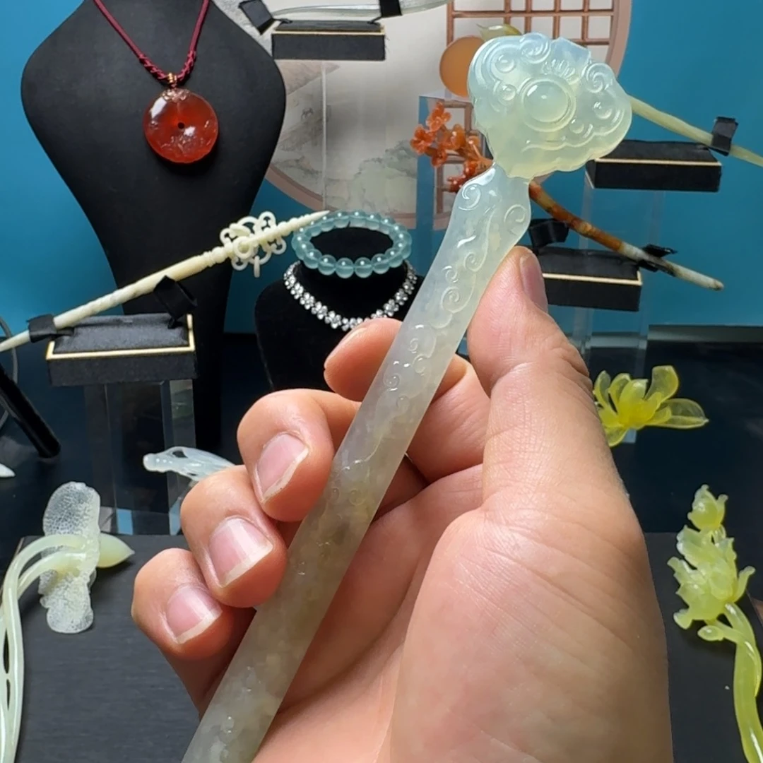 蛇纹石玉未镶嵌发饰