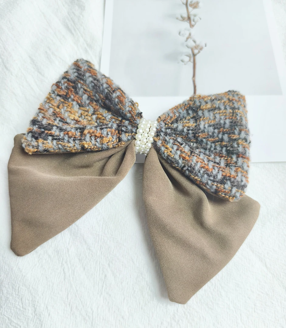 【香香公主】气质小香风双层蝴蝶结发夹女新款网红顶夹弹簧夹简约