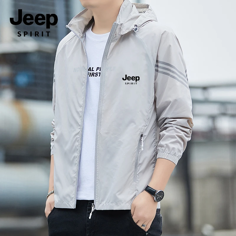 JEEPSPIRIT吉普夏季防晒服连帽冰丝皮肤衣透气薄款户外防紫外钓鱼