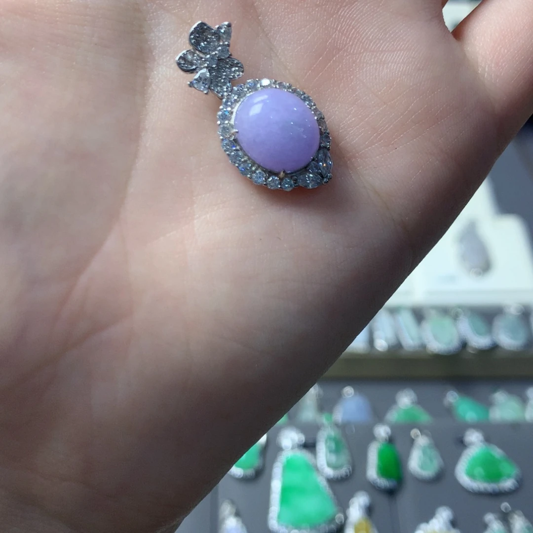 翡翠银S925镶嵌挂件