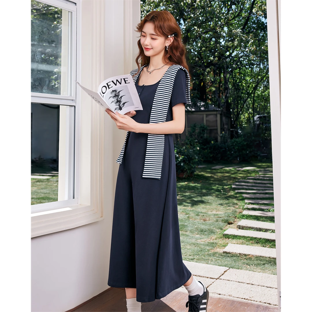 IEF/爱依服连衣裙2025秋季新款韩版简约休闲小女人气质连衣长裙