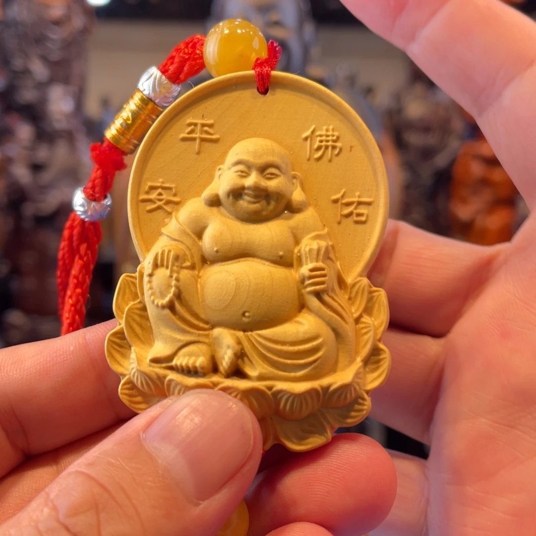 黄杨木弥勒雕刻艺术工艺品