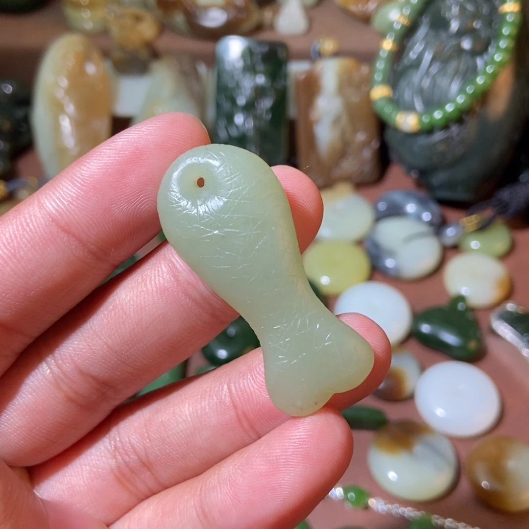 和田玉银S925镶嵌挂件