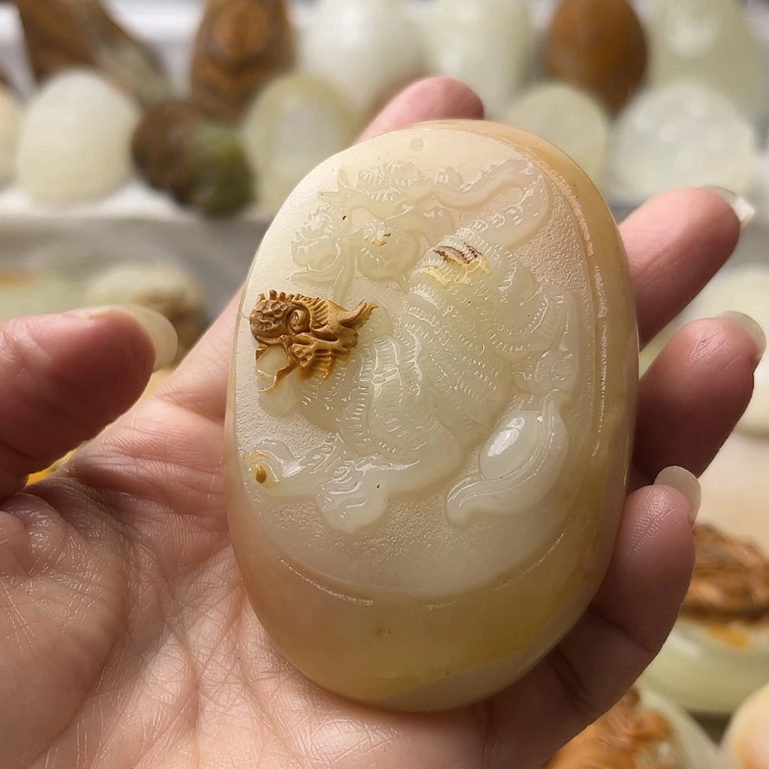 石材方解石手把摆件不退换虎微瑕
