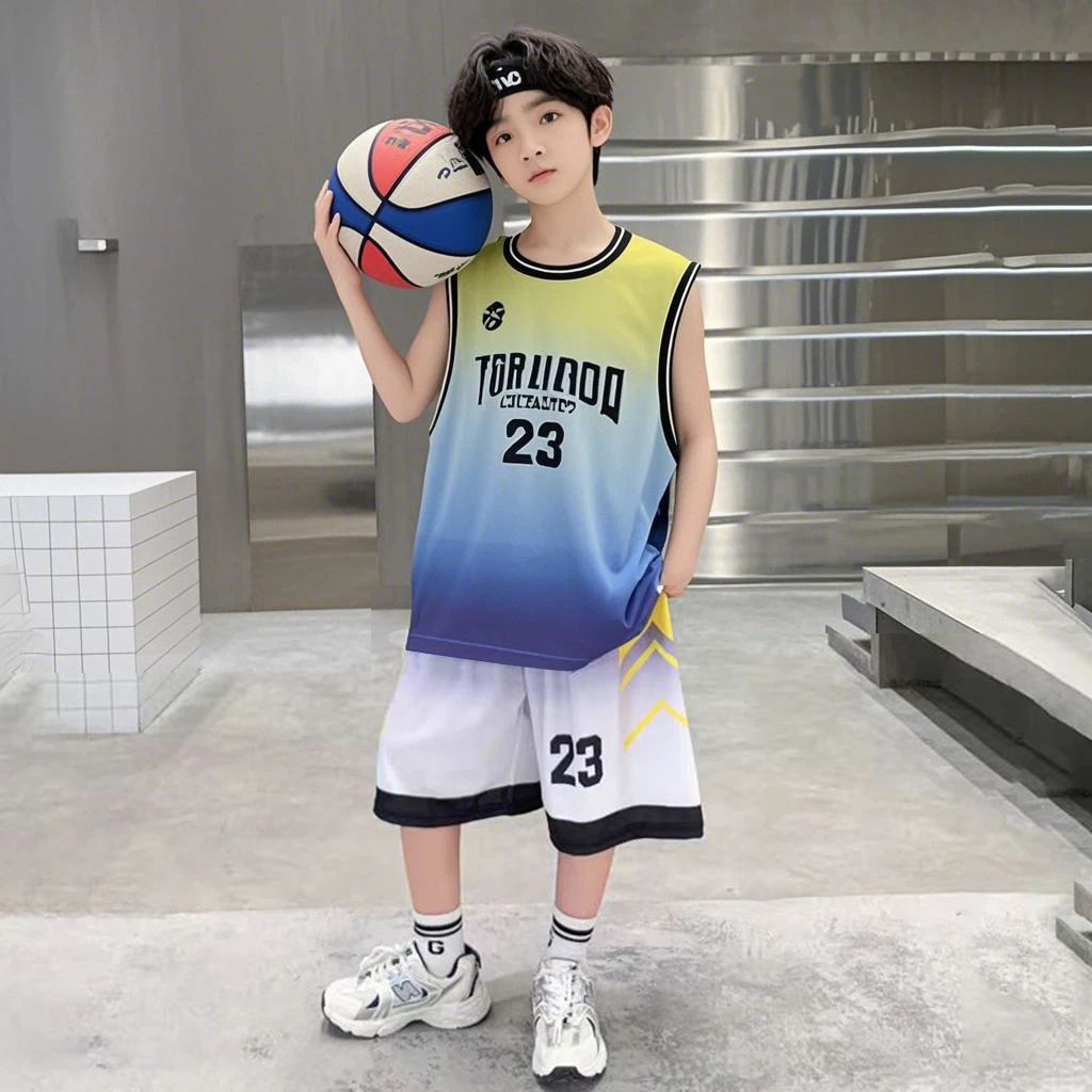 夏季男童薄款运动速干套装中大童潮流无袖帅气两件套