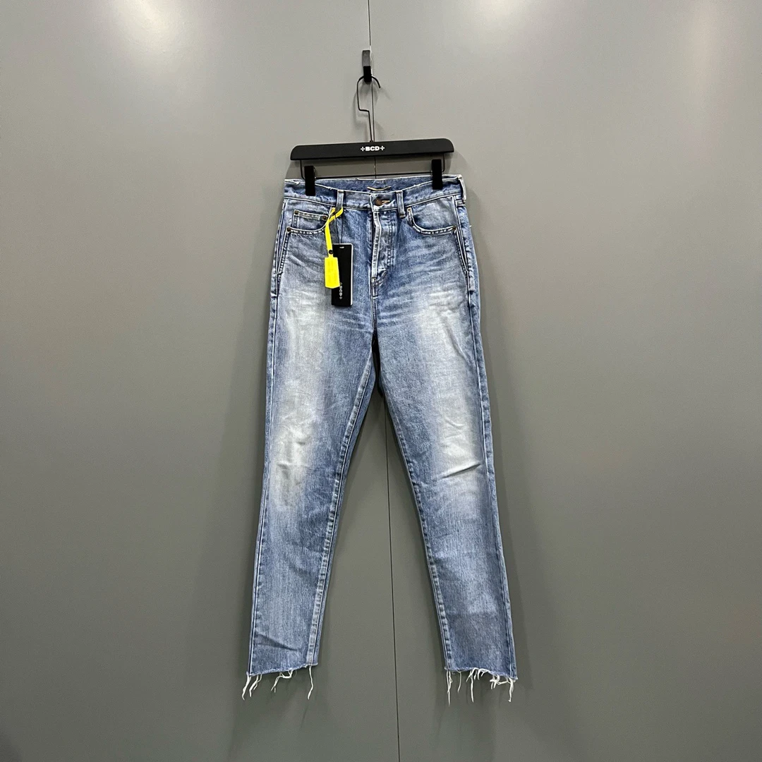 99新 YSL/圣罗兰 q218 SLP 腰果花拼接牛仔裤 29码/ki303517