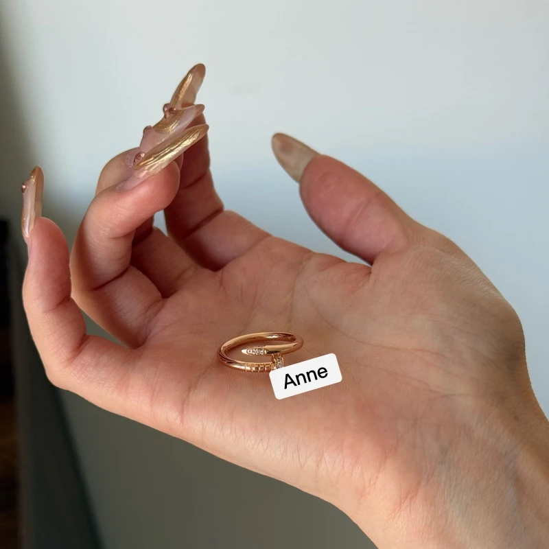 铜合金戒指 【J206】新颖镶锆钉子时尚戒指