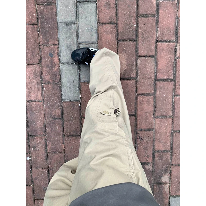 美式复古卡其色直筒休闲裤男款春季cleanfit宽松百搭伐木工装裤子