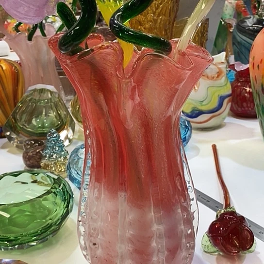 琉璃高度32厘米口径18厘米琉璃白菜花器