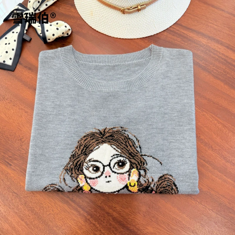 【超薄款桑蚕丝ZY】女孩春夏灰针织衫圆领女装打底衫T恤短袖薄738