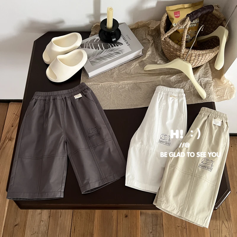 现货【百分百棉】郝叔童品夏季新款洋气2025男童棉布七分裤潮HI5253