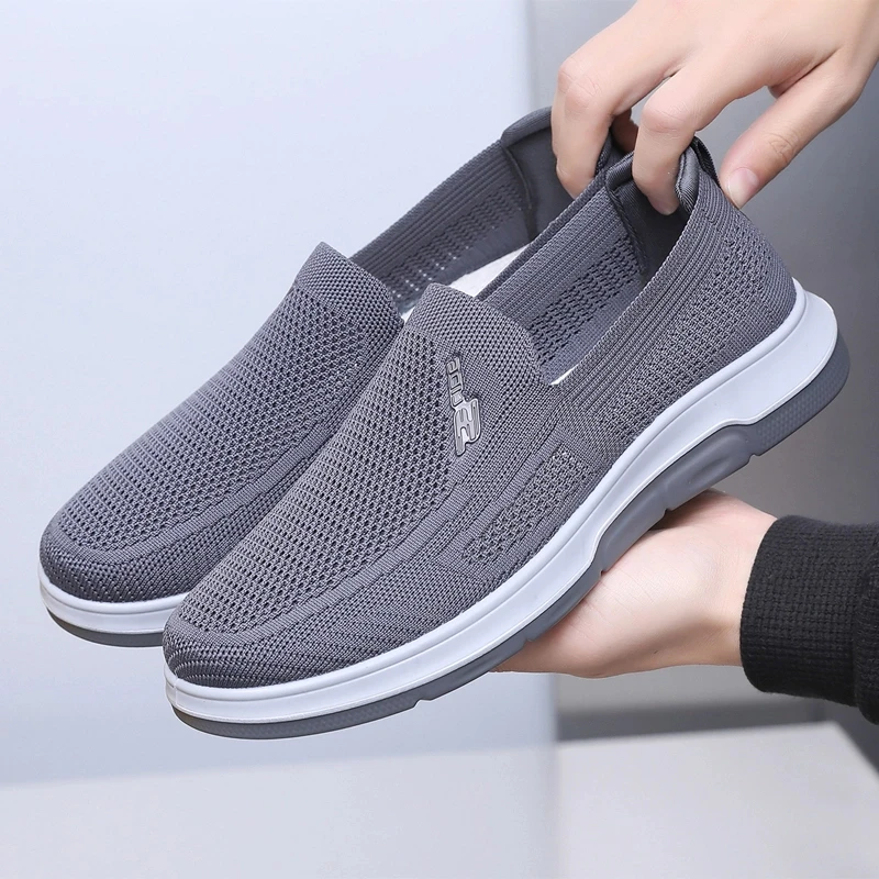 布瑞京老北京布鞋男网鞋夏季透气镂空飞织面爸爸鞋中老年人休闲鞋