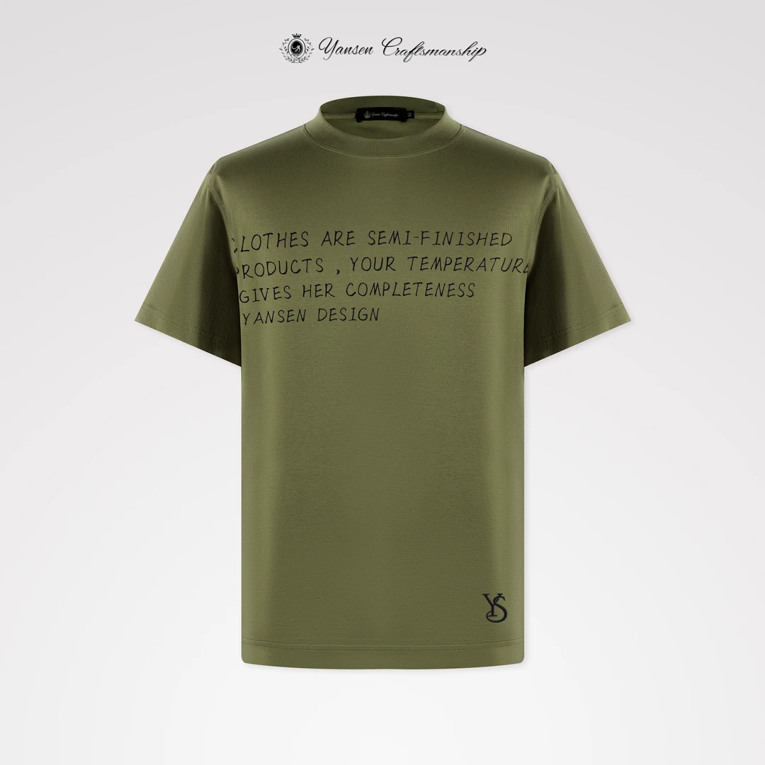 【黑标系列】液氨定制面料天鹅绒印花工艺精工刺绣圆领短袖T恤 Y054