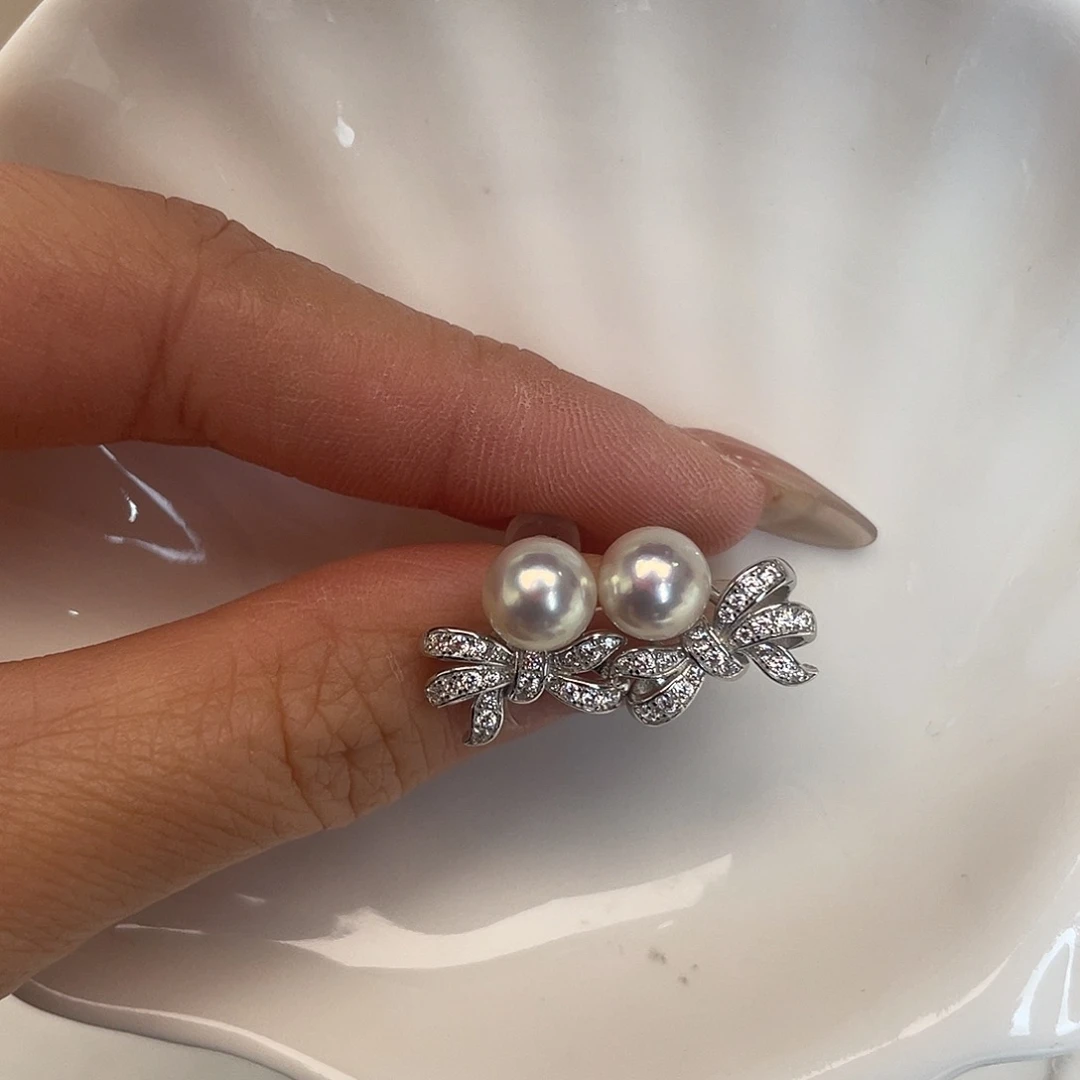 海水珍珠耳饰银S925镶嵌