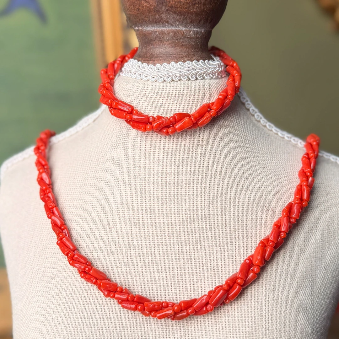 珊【雅蜜印象】高端订制珊瑚沙丁套链（多样性发货）