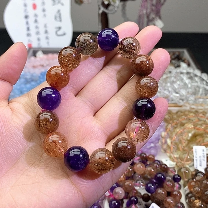 水晶手链未镶嵌黑加仑超七14+