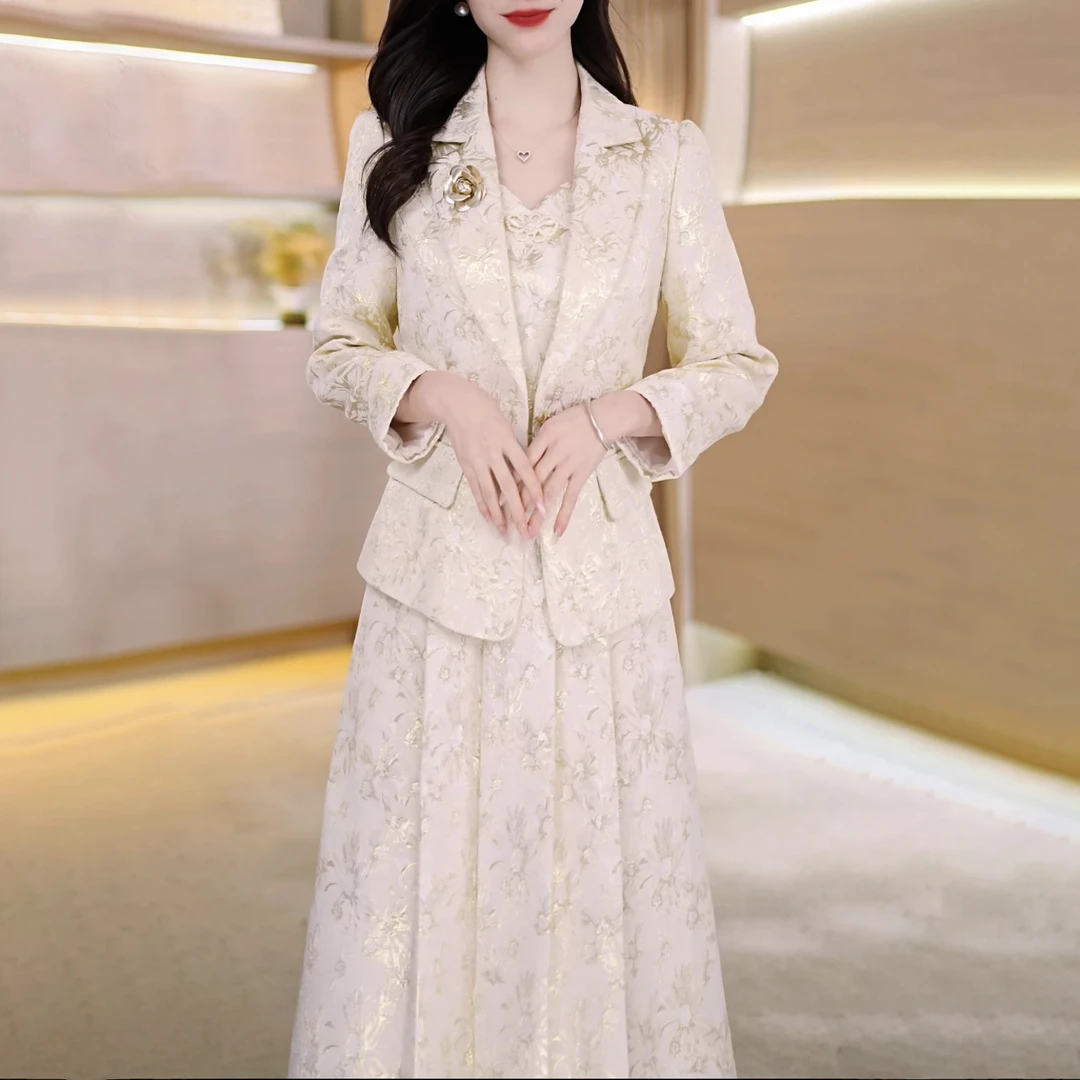 【外套+连衣裙】2025夏季新款A3193气质遮肉显瘦大码洋气两件套裙