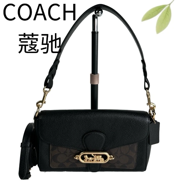 99新 COACH/蔻驰 黑金老花酒神斜挎包G25905290底长25X14