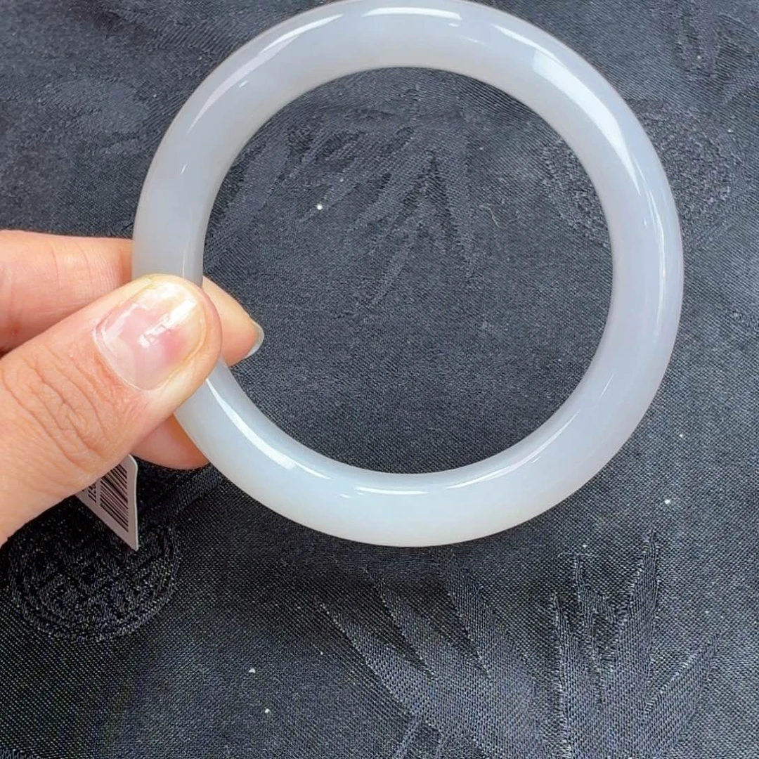 和田玉未镶嵌手镯粉紫渐变25号