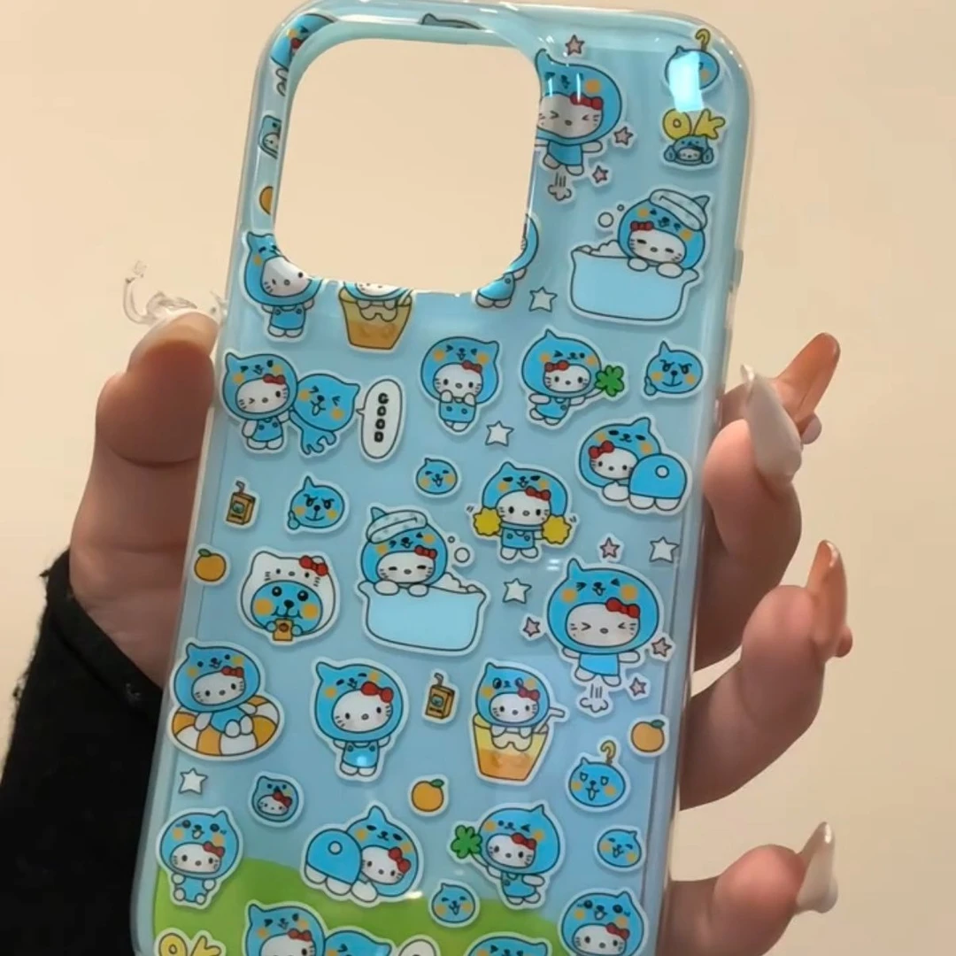 蓝底酷儿头套KT双层IMD适用iPhone16华为小米OPPOVIVO荣耀手机壳