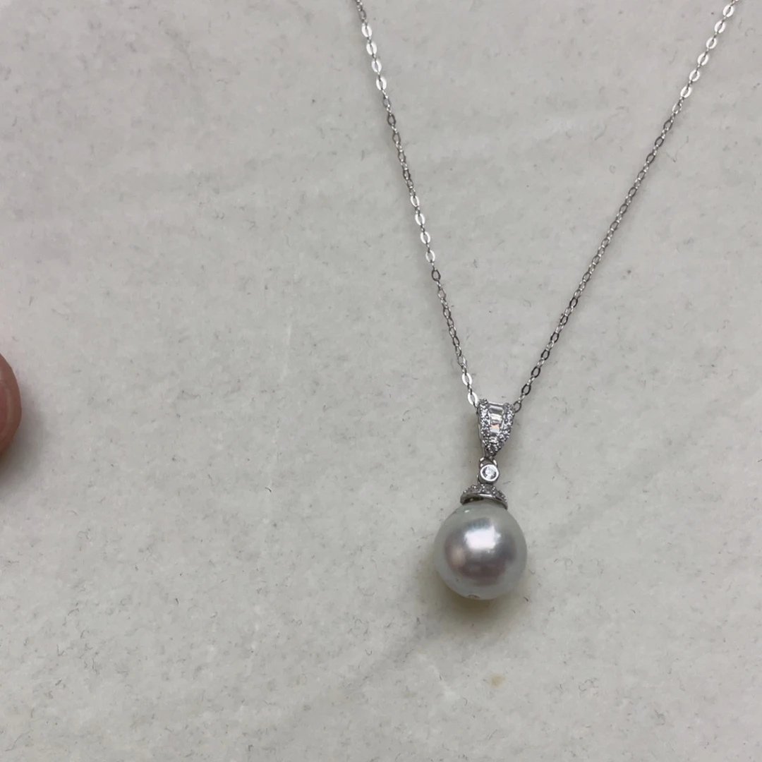 海水珍珠项链银S925镶嵌