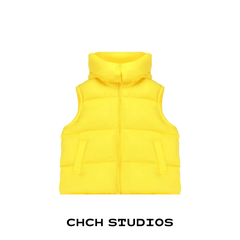 RAYR103735冬季百搭韩系连帽无袖面包服羽绒马夹外套女