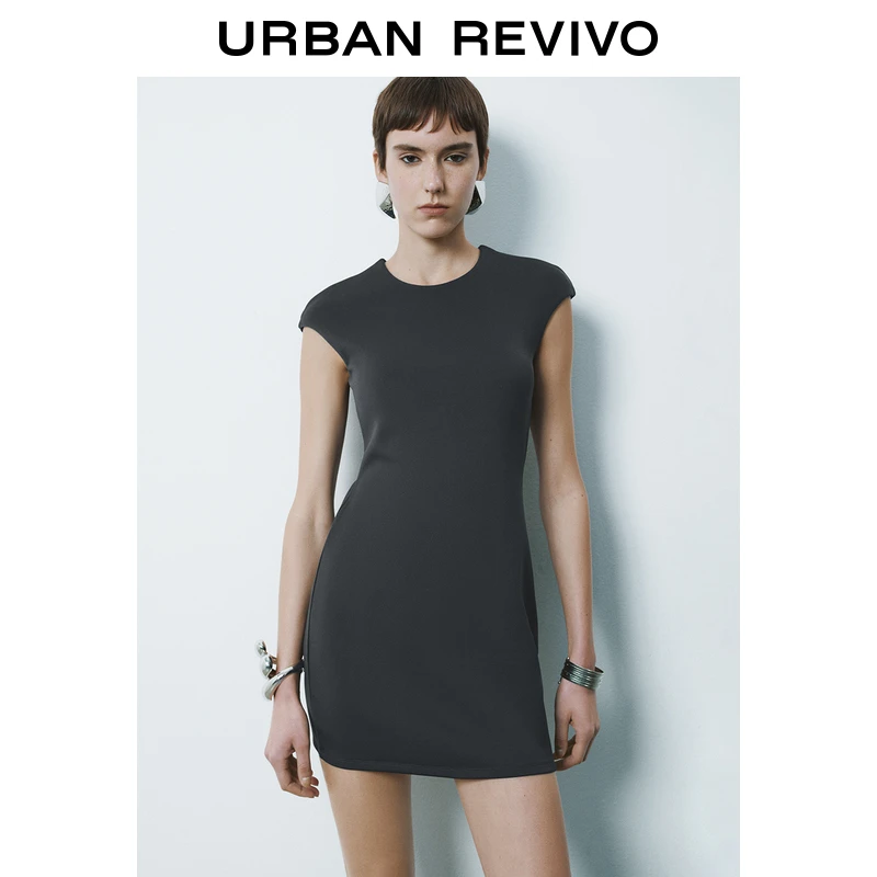 UR2025春季新款女装欧若风简约气质后拉链修身连衣裙UYY750010