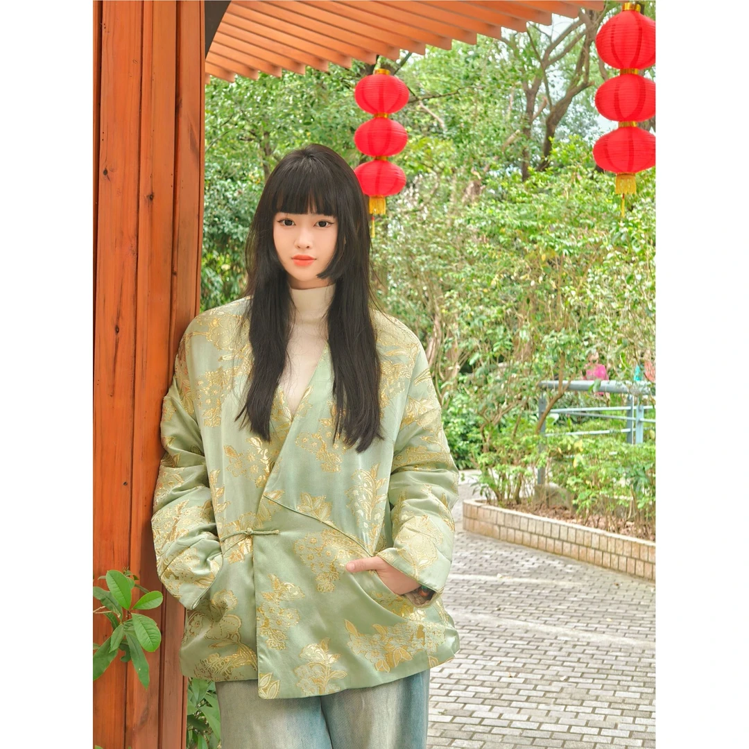 原创国风 璧玉妆成丨金葱桑蚕丝新中式重工刺绣内里羊绒国风外套