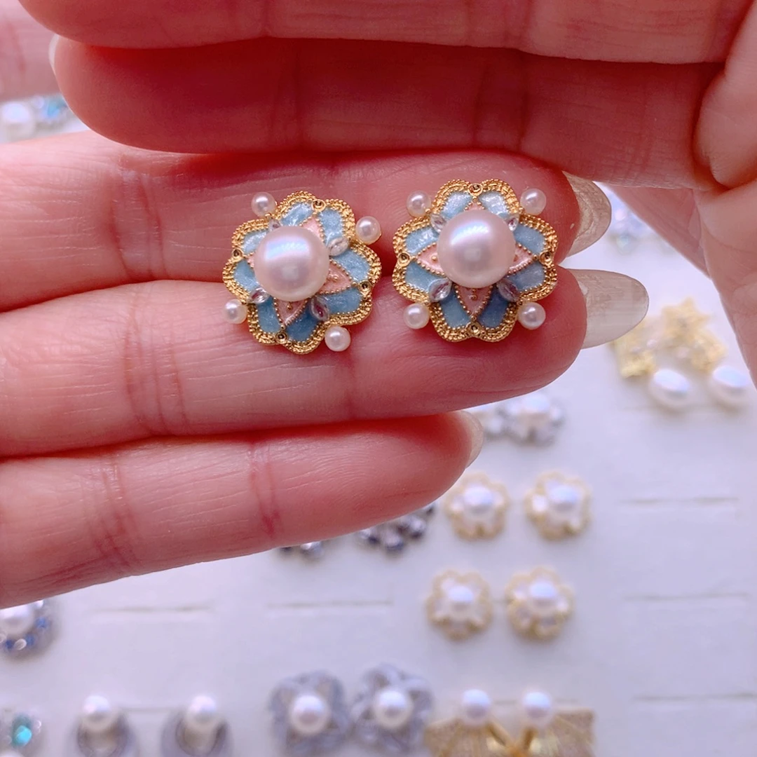 淡水珍珠合金耳饰