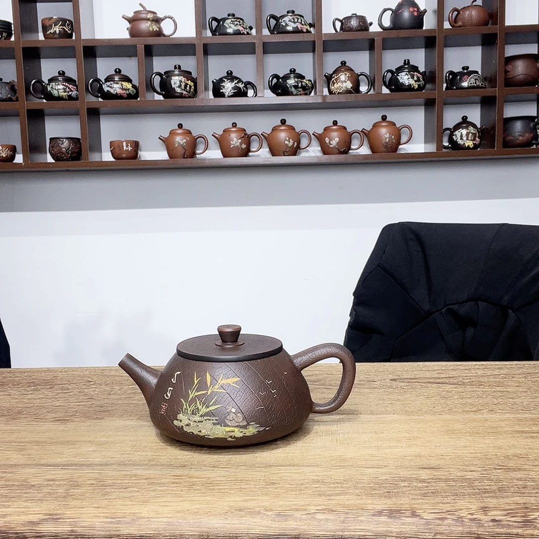 纯手工石瓢菩提纹220毫升单壶