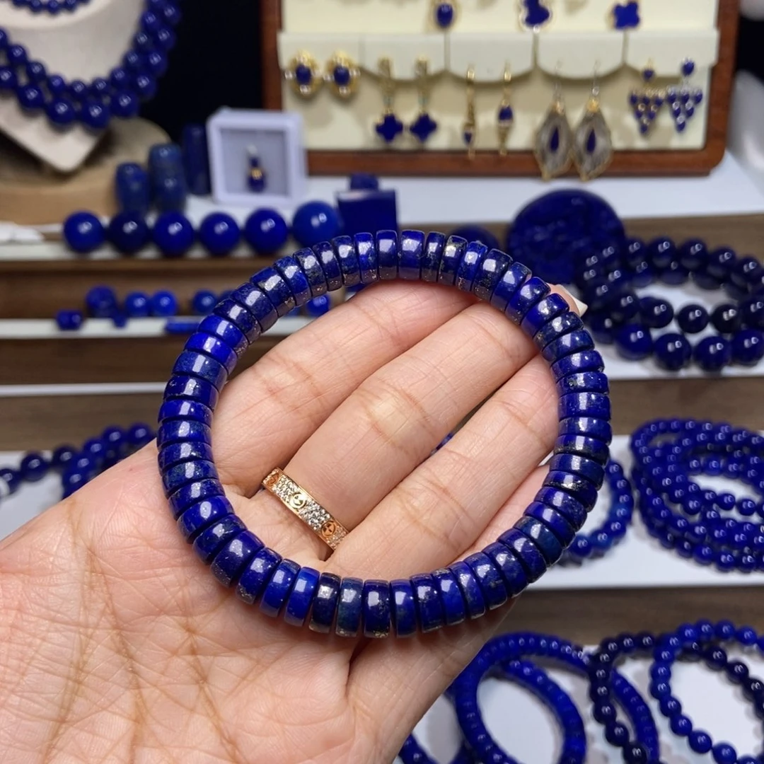 青金石未镶嵌老矿 多金 9mm精工药片手串