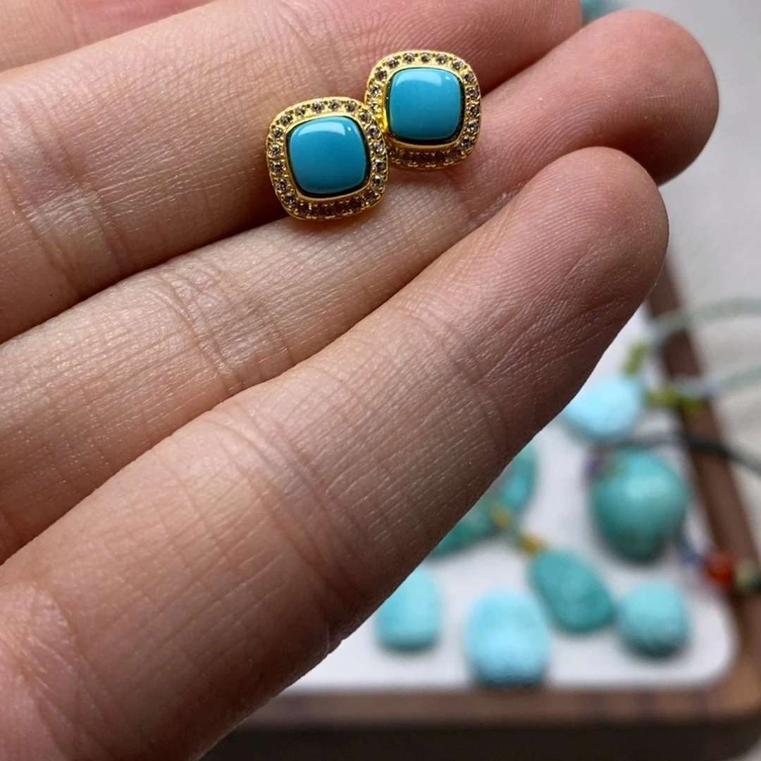 【闪购商品】银S925镀金镶嵌绿松石158