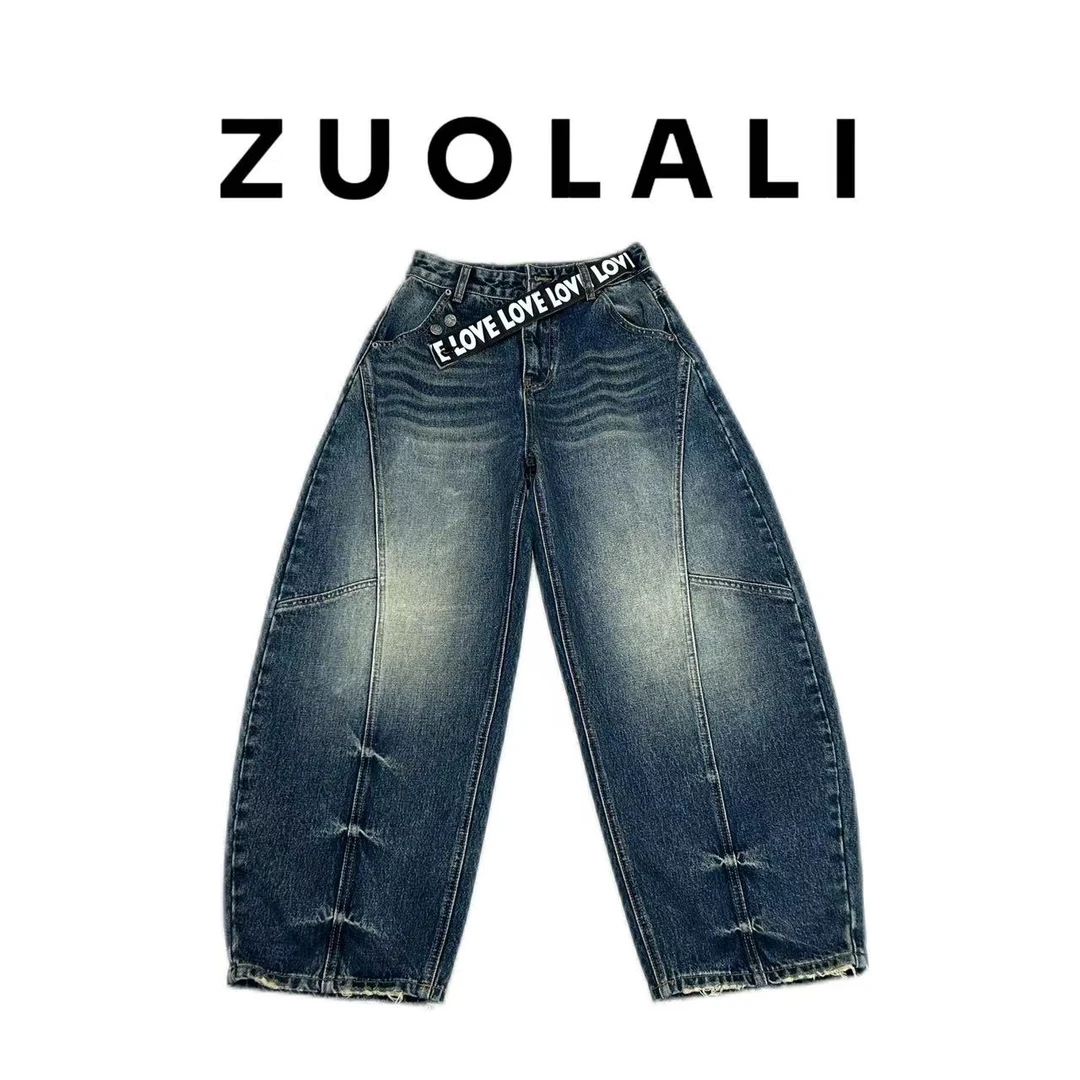 ZUOLALI/左拉励【牛仔贴布】秋季牛仔牛仔贴布设计-高腰堆堆裤