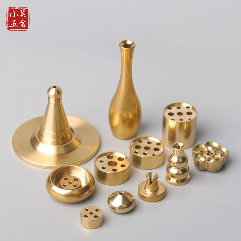 香插黄铜五孔迷你小香插黄铜多孔线香插金属香立香托铜香薰炉配件