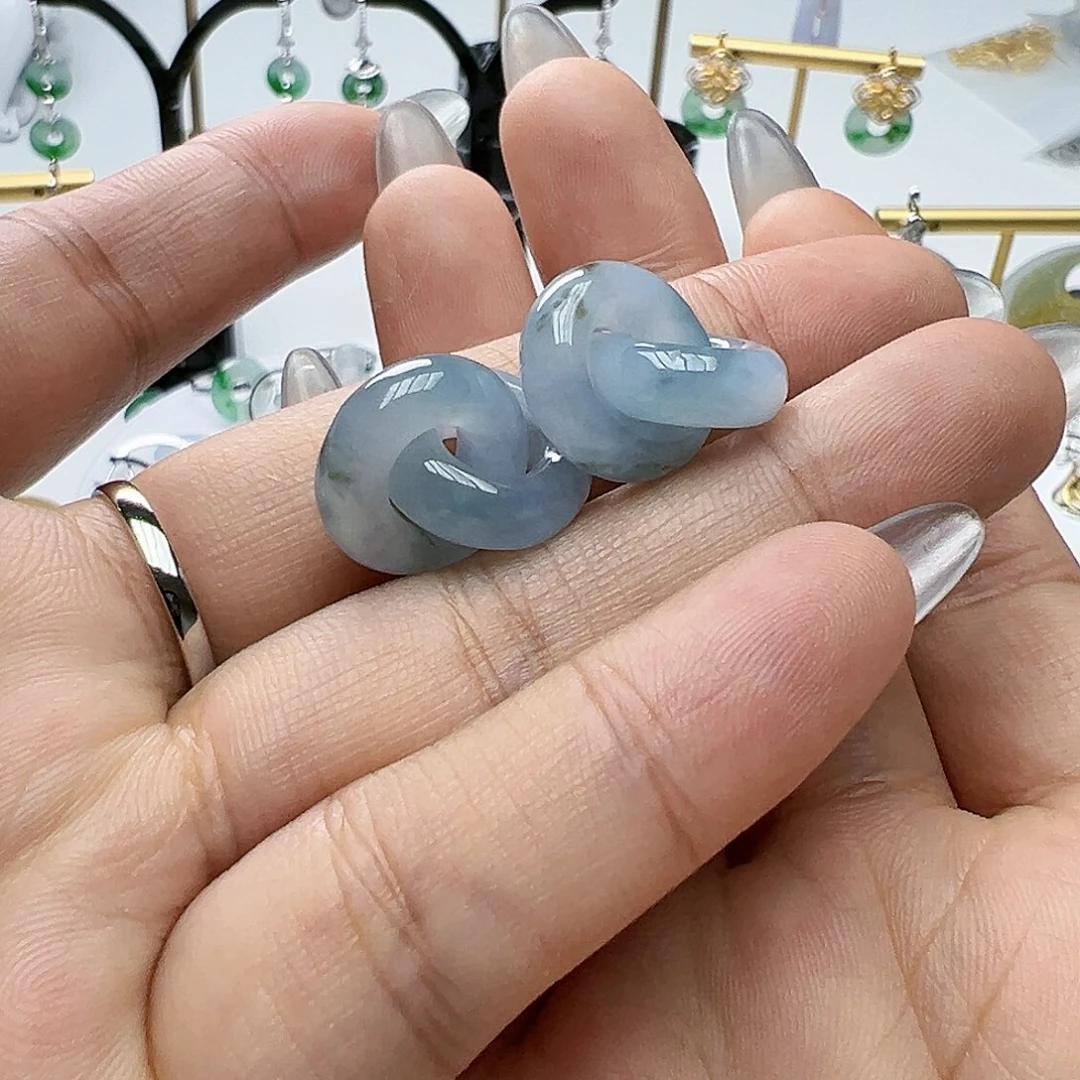 未镶嵌翡翠耳饰雪***檬天然缅甸A货翡翠