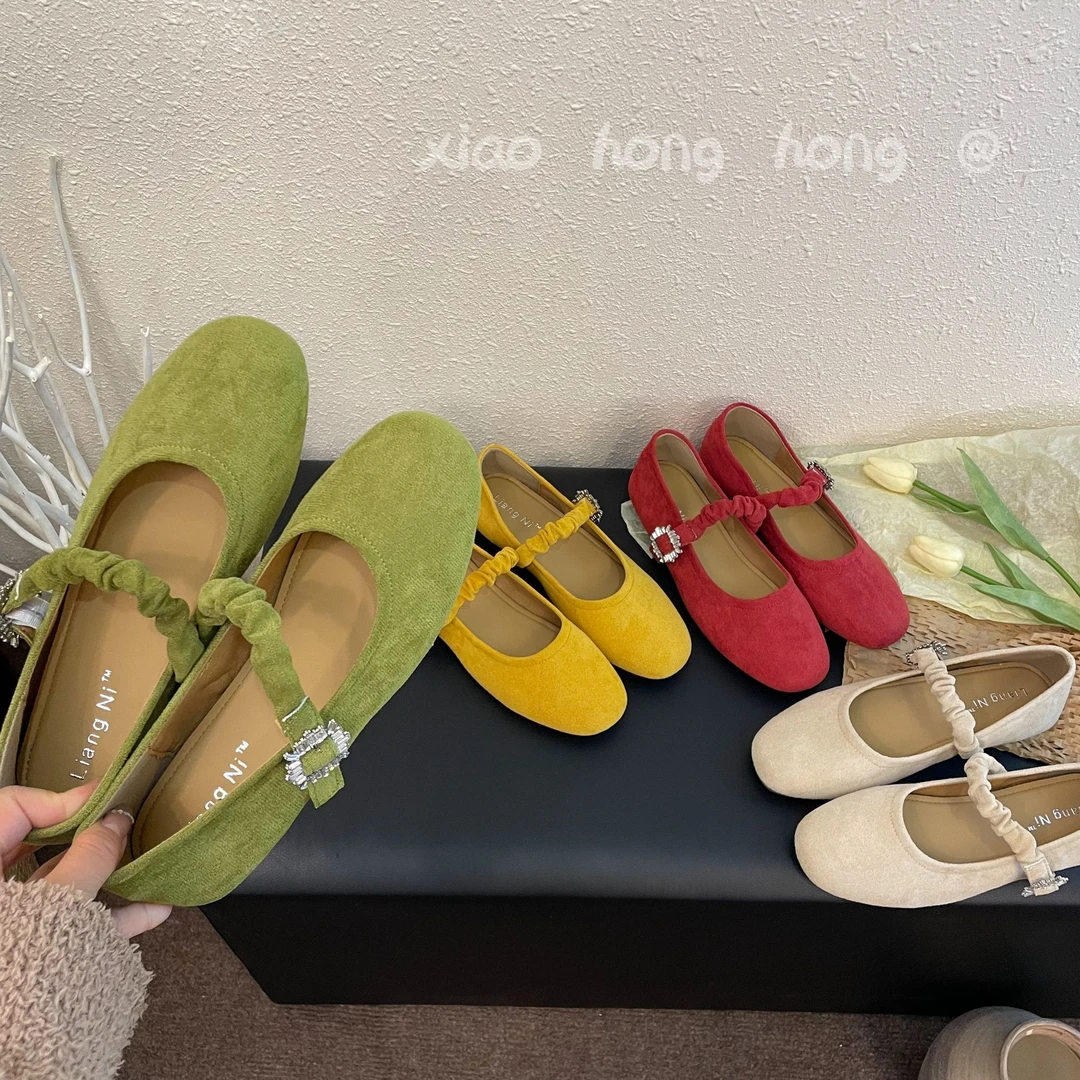 【MM】春季上新ins风多巴胺一字带玛丽珍软底鞋百搭法式
