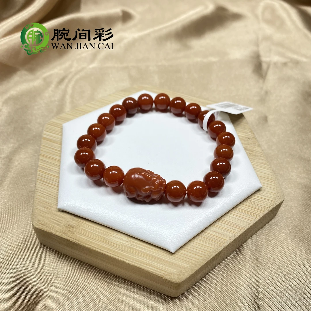 天然保山柿子红南红玛瑙搭配南红貔貅2707