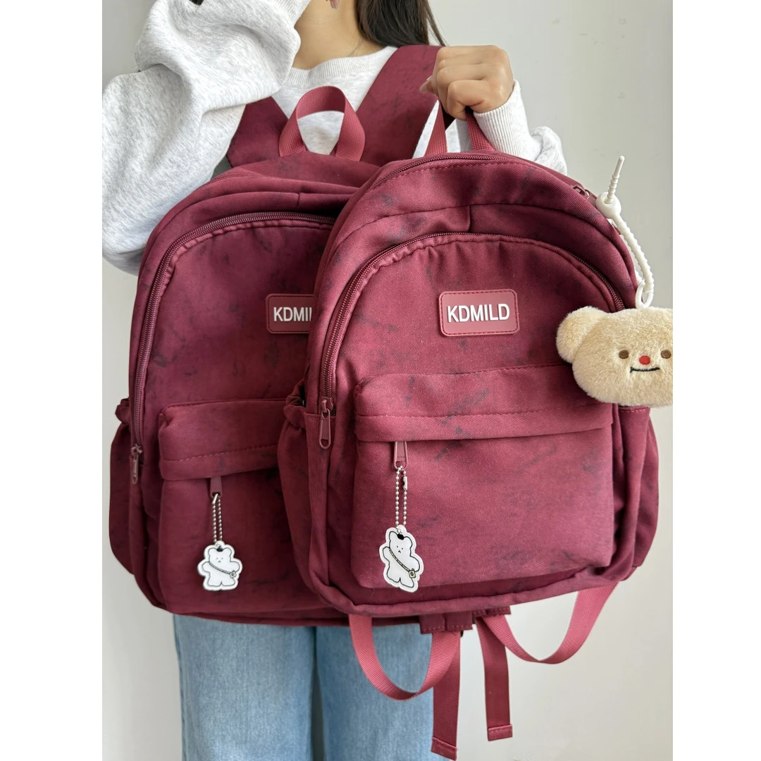 日系扎染小众书包女韩版百搭初中学生高中大容量双肩包女旅游背包