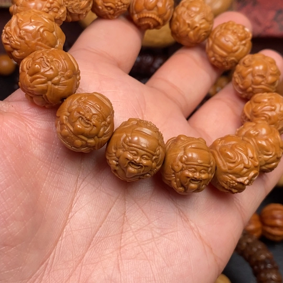 吊坠猴头核桃橄榄核雕刻手串