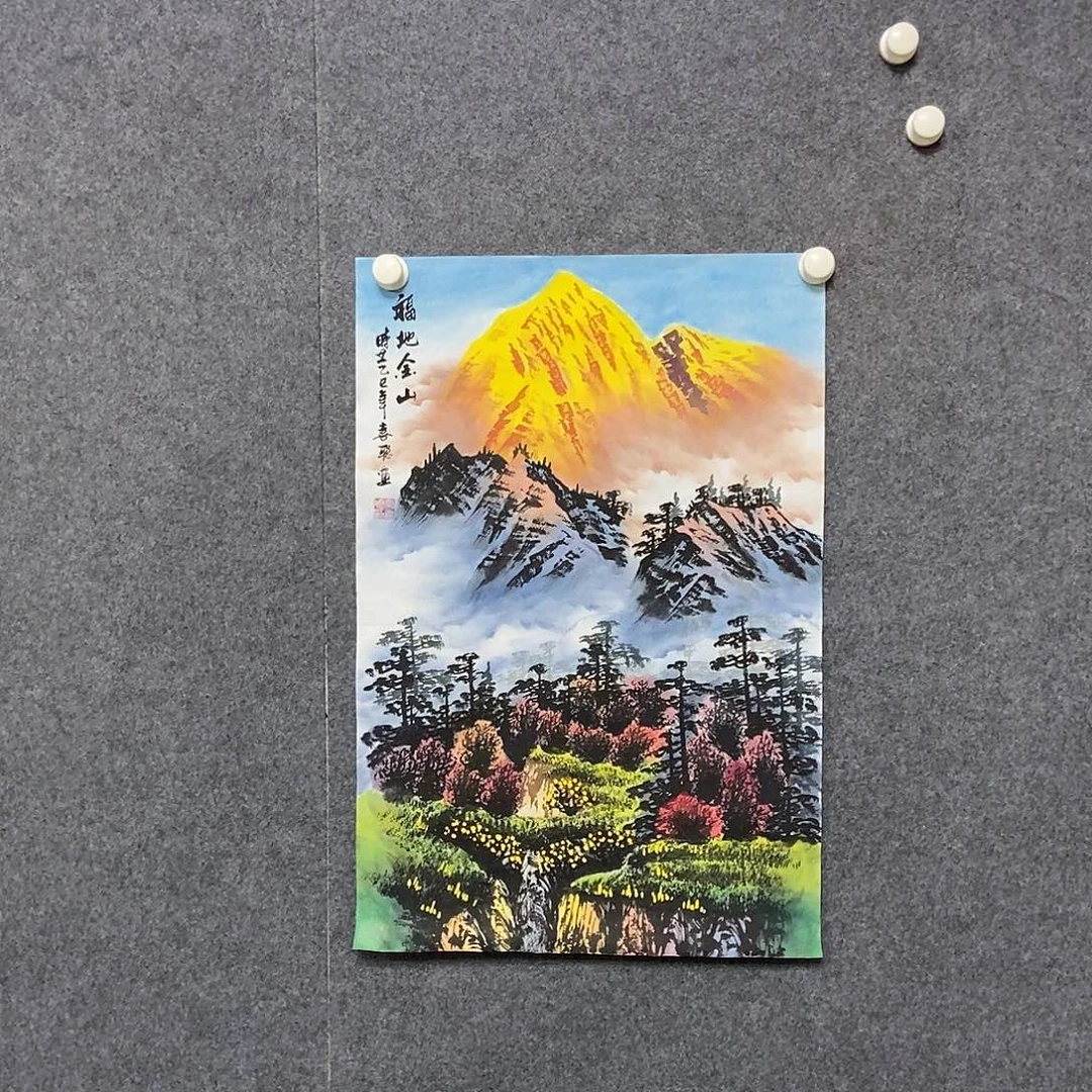 国画寒****人四尺三开托底一副