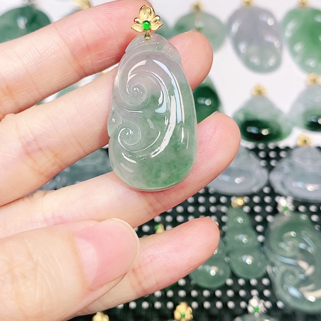 翡翠18K金镶嵌吊坠(不含链)
